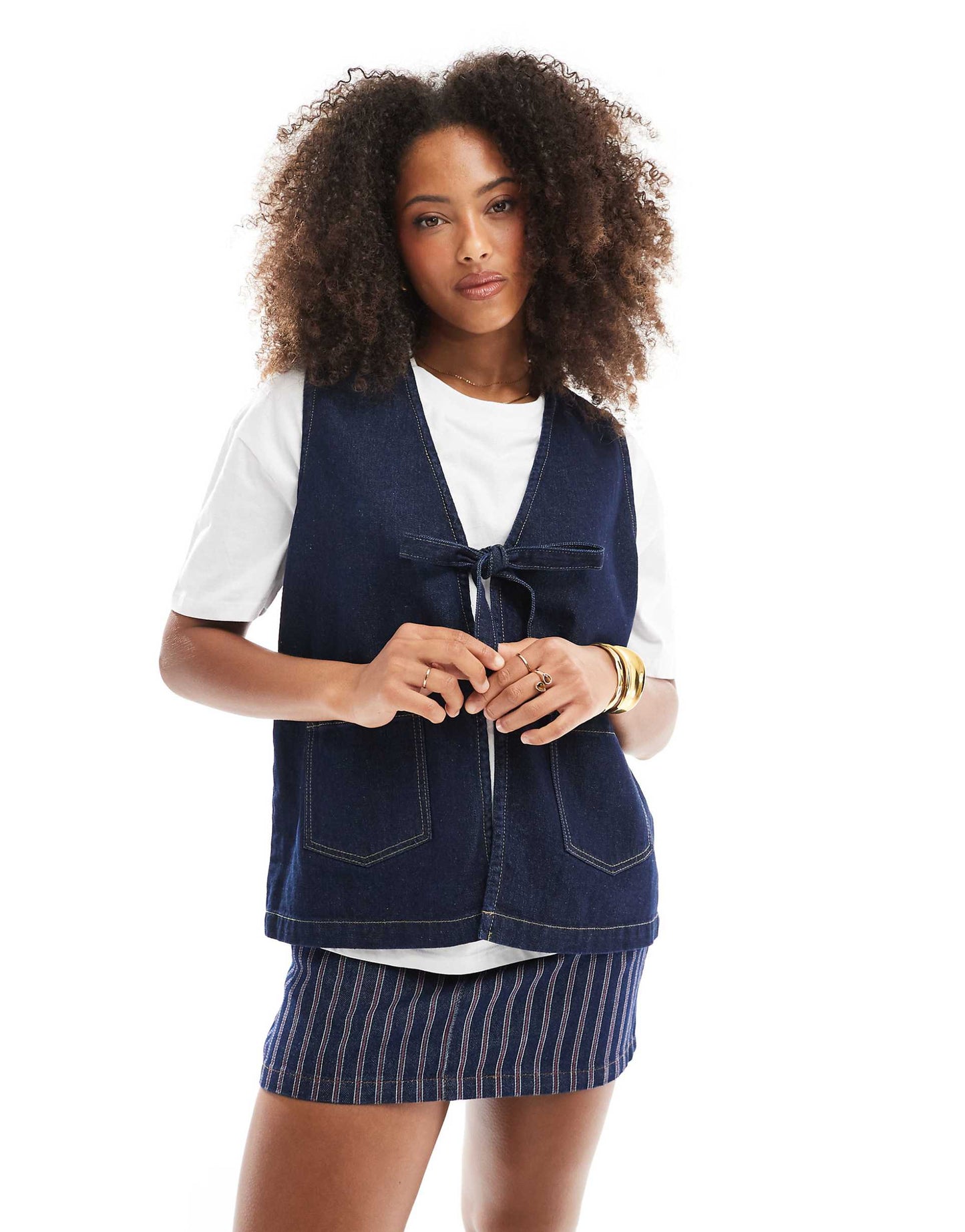 Tie Front Denim Vest