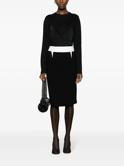 Crystal-Embellished Wool-Blend Pencil Skirt