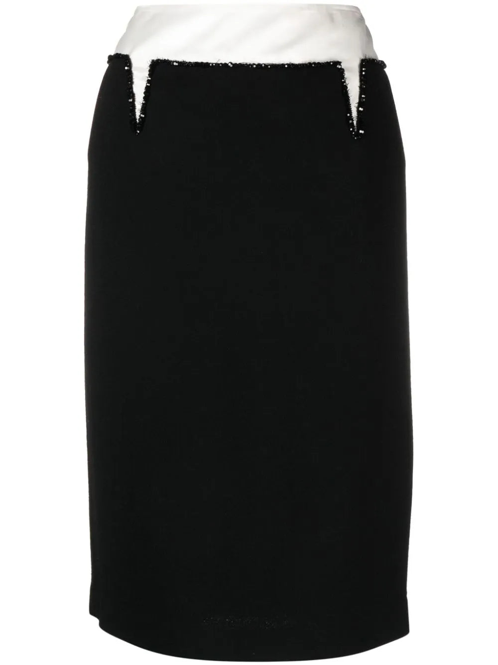 Crystal-Embellished Wool-Blend Pencil Skirt
