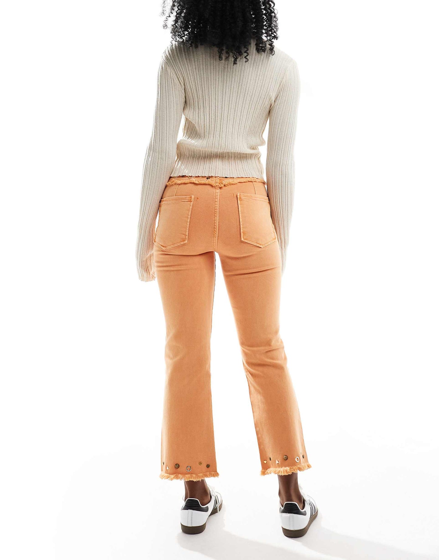 Studs Color Denim Pant In Mandarine