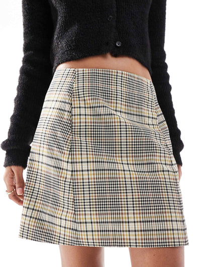Mini Check Skirt In Lime