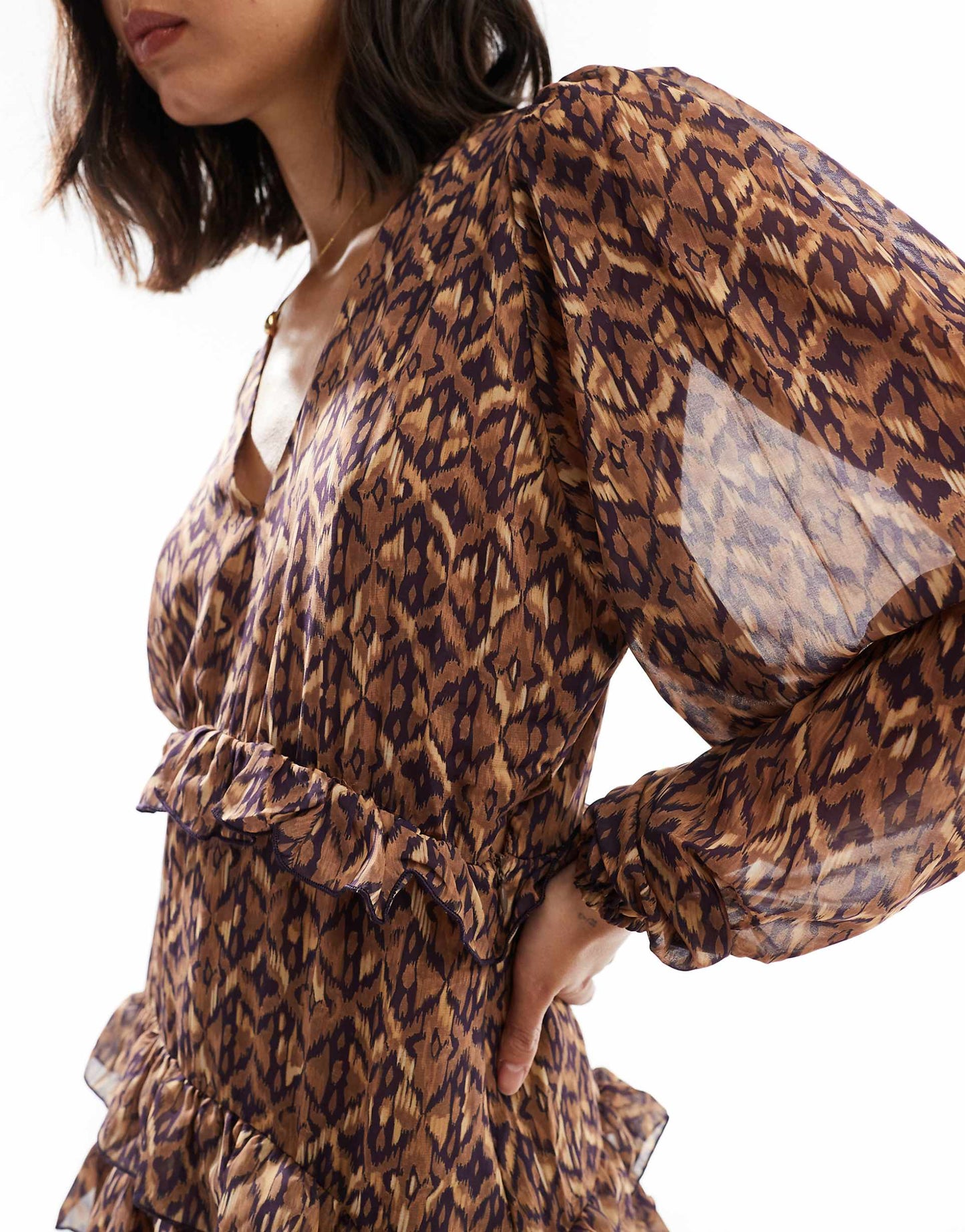 Multietnic Dress In Camel