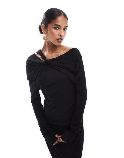 Jery Knot Asy Dress In Black