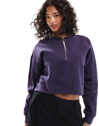 Zipper Sweater In Purple