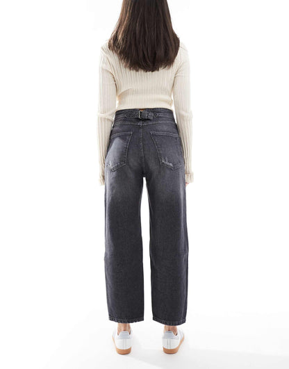 Broken Buttons Denim Pant In Dark Grey