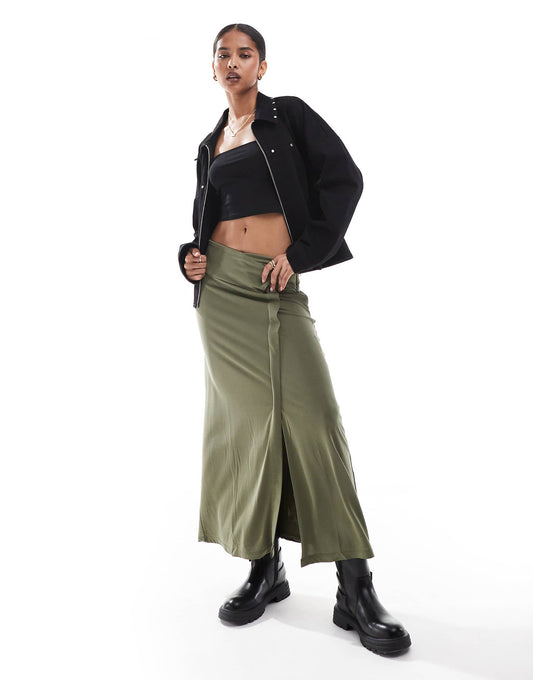 Folded Skirt In Khaki