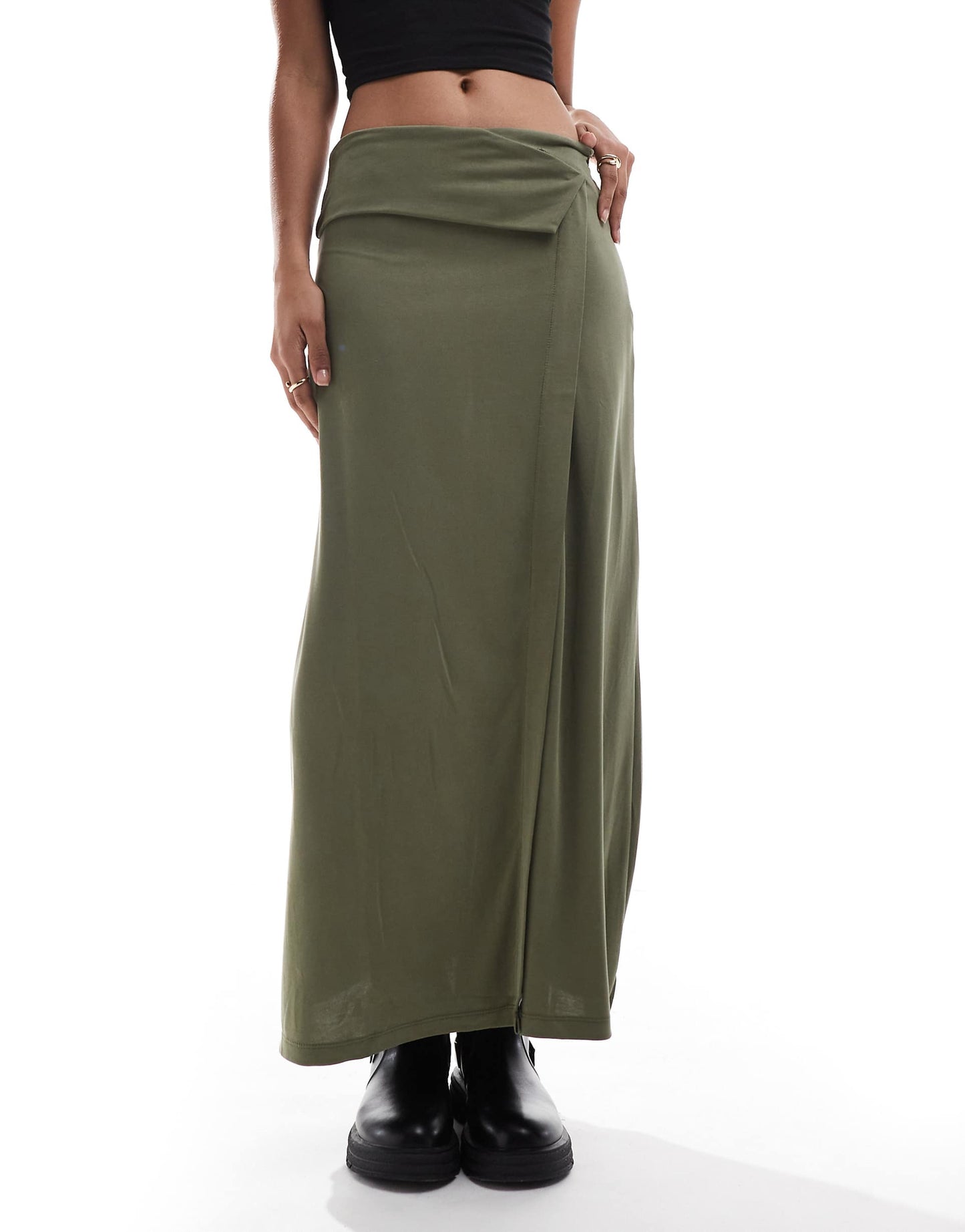 Folded Skirt In Khaki