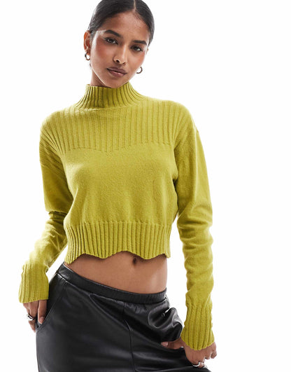 Joy Perkins Scallop Jumper In Lime