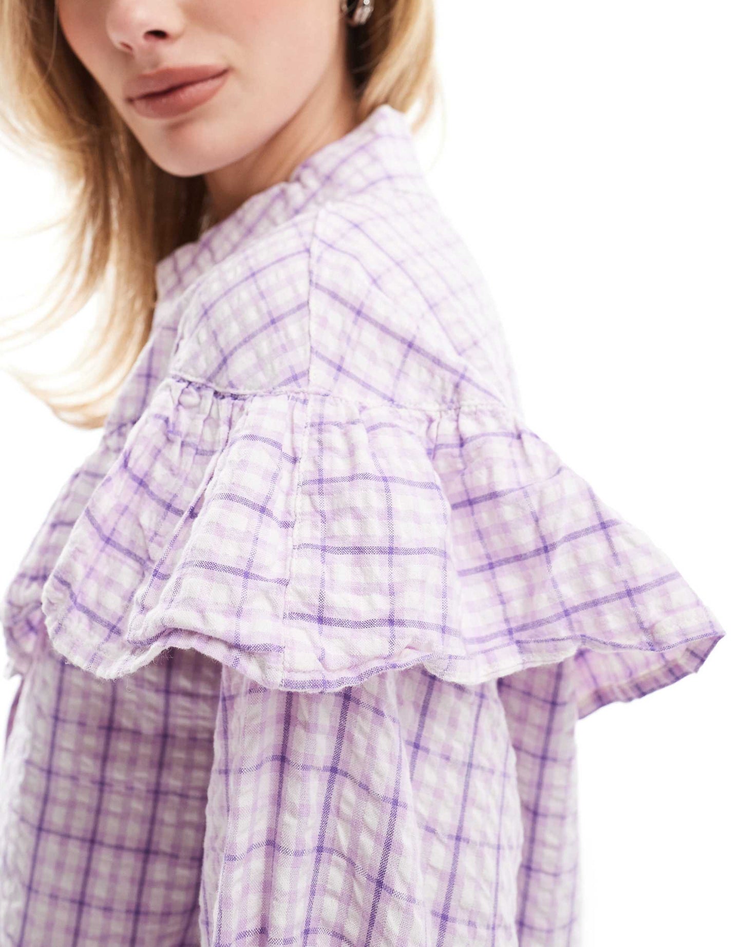 Ruffle Cute Shirt In Lilac