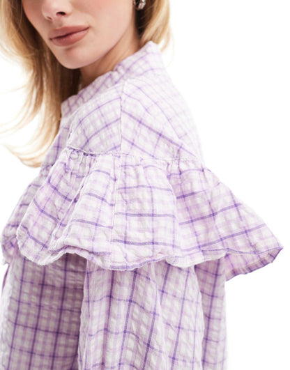 Ruffle Cute Shirt In Lilac