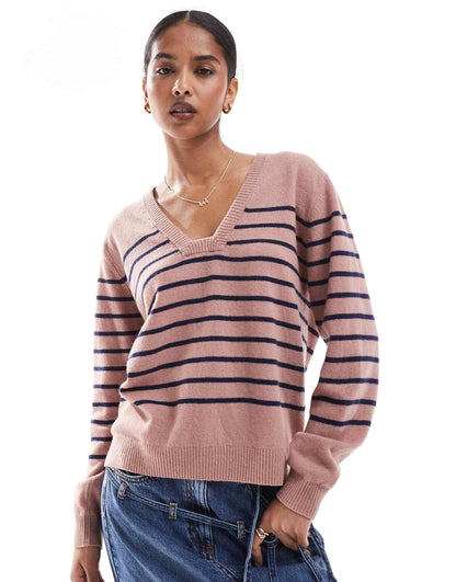 Joy Square Jumper In Grey Stripes