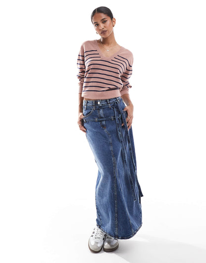 Joy Square Jumper In Grey Stripes