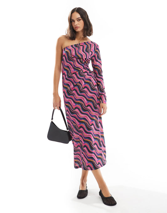 Off Shoulder Dress In Multicolor