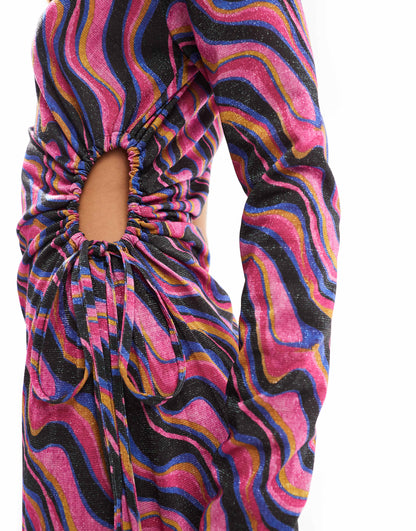 Off Shoulder Dress In Multicolor