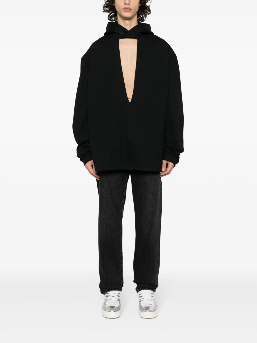 Plunge-V Cotton Hoodie