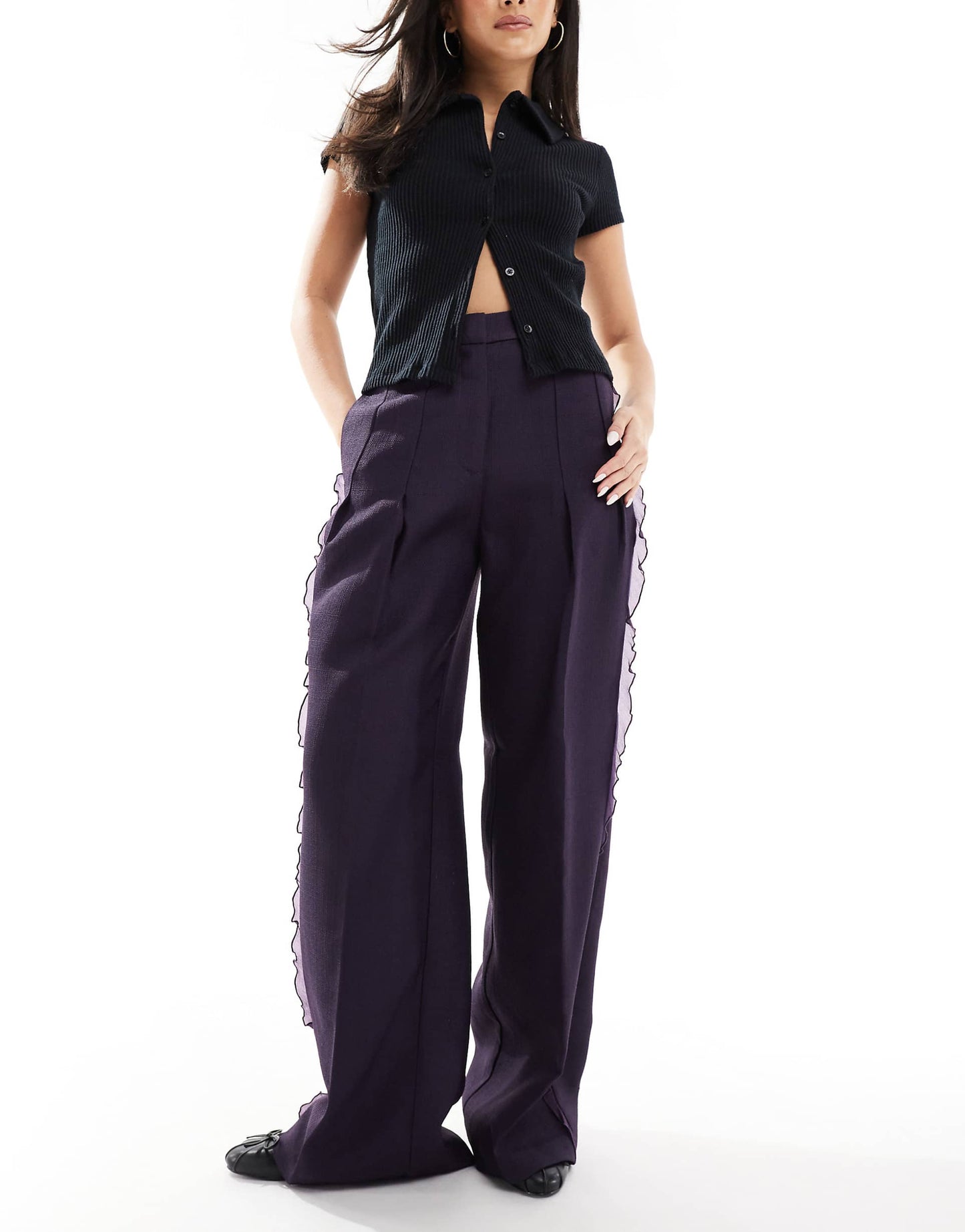 High Waisted Pants In Purple