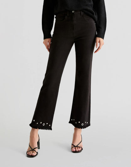 Studs Color Denim Pant In Black