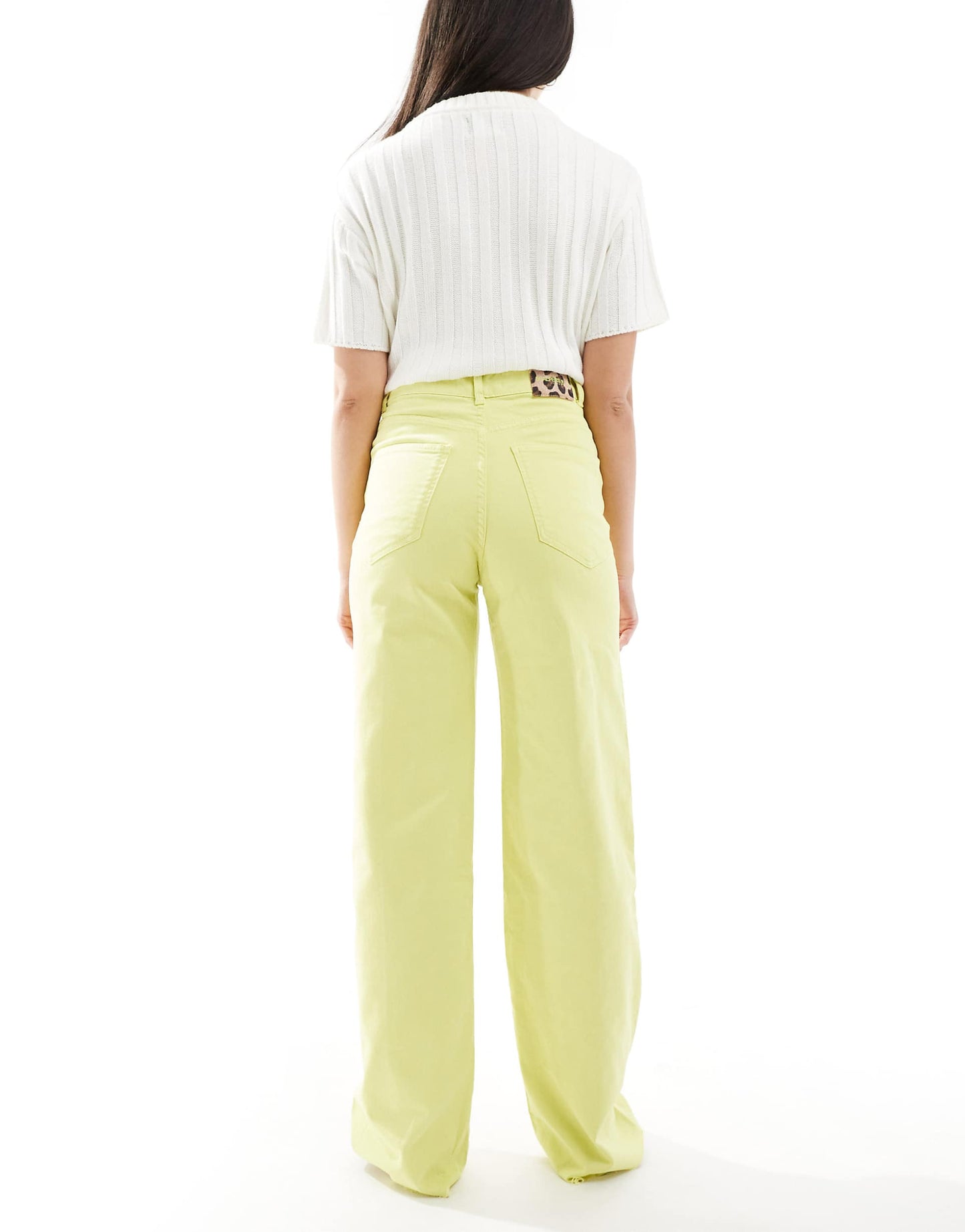 Front Color Denim Pant In Lime