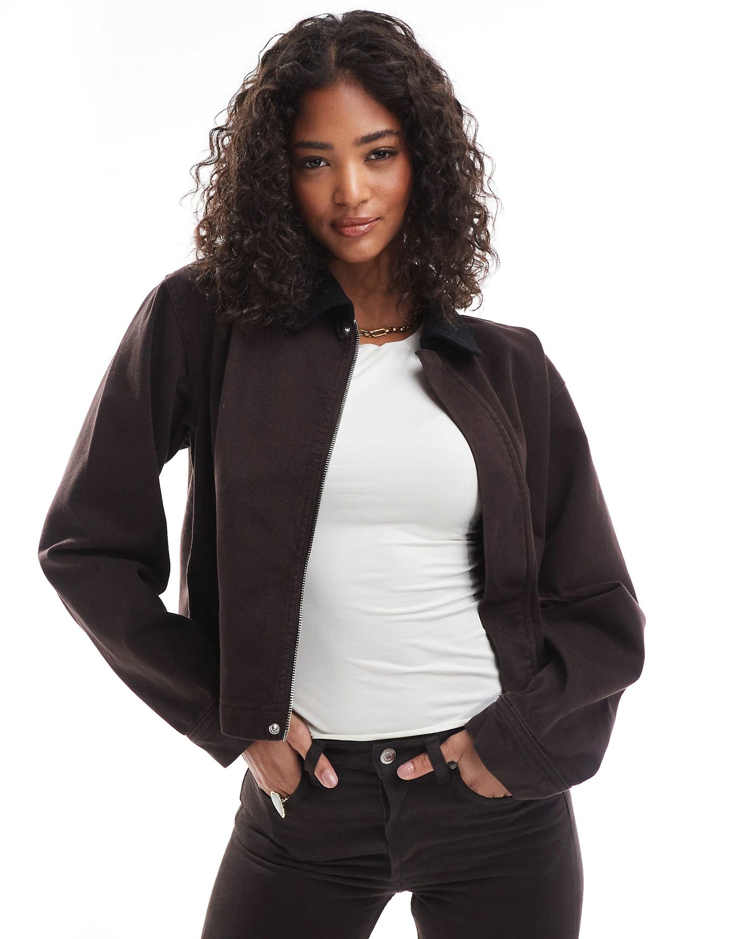 Denim Contrast Collar Jacket