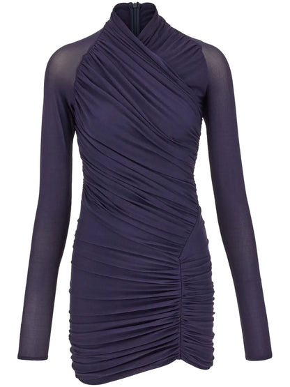 Ruched Long-Sleeve Minidress