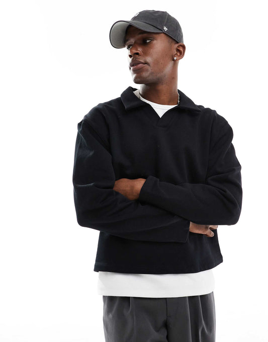 Heavyweight Oversized Polo Sweatshirt 400Gsm