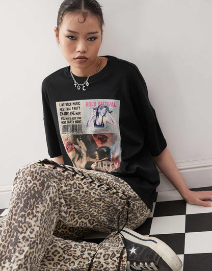 Oversized T-Shirt With Party Print