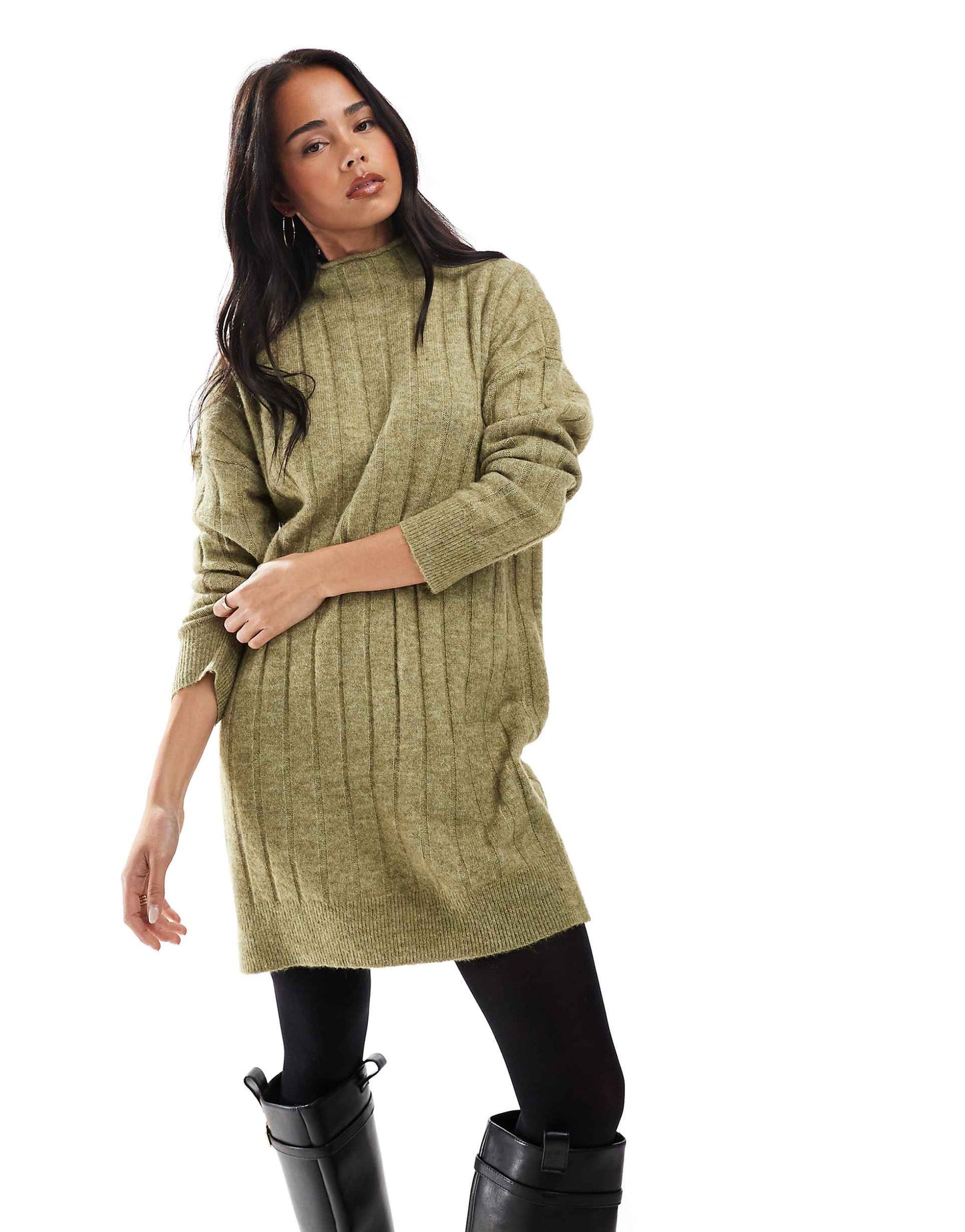 Oversized Ribbed Knitted Mini Dress