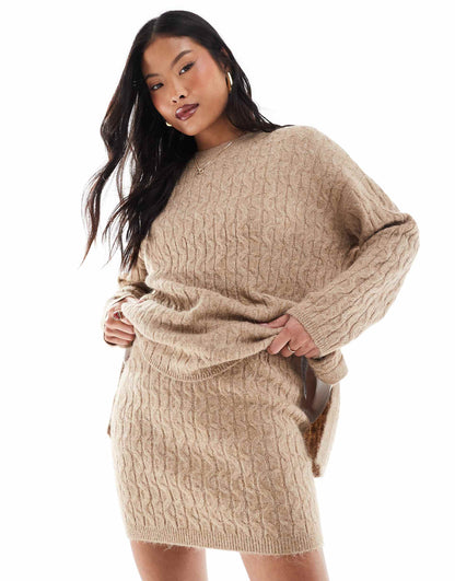 Petite Cable Knit Mini Skirt Co-Ord