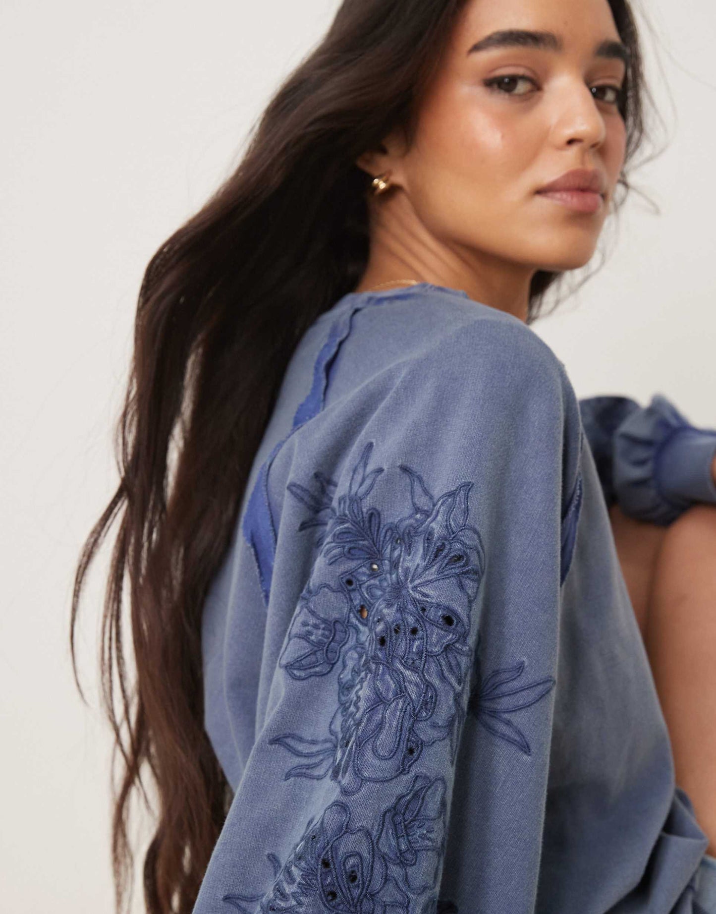 Oversized Sweat With Seam Detail And Cutwork Sleeves