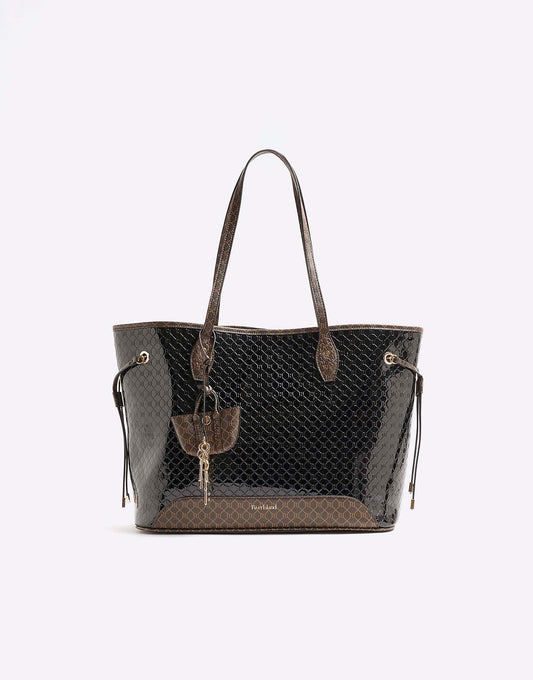 Embossed Ri Monogram Shopper Bag