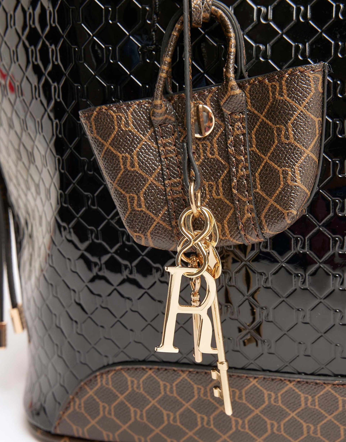 Embossed Ri Monogram Shopper Bag