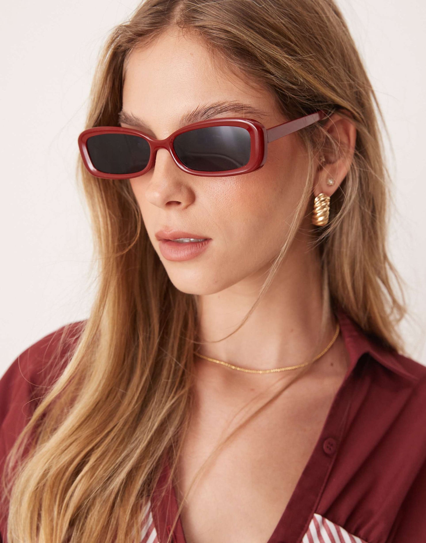 Narrow Bevelled Square Sunglasses