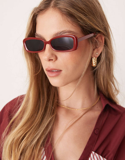 Narrow Bevelled Square Sunglasses