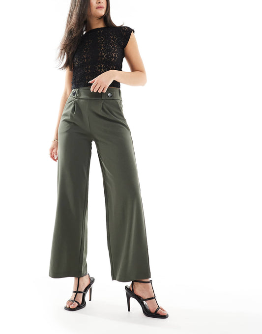 High Waisted Crop Wide Fit Tailored Trousers