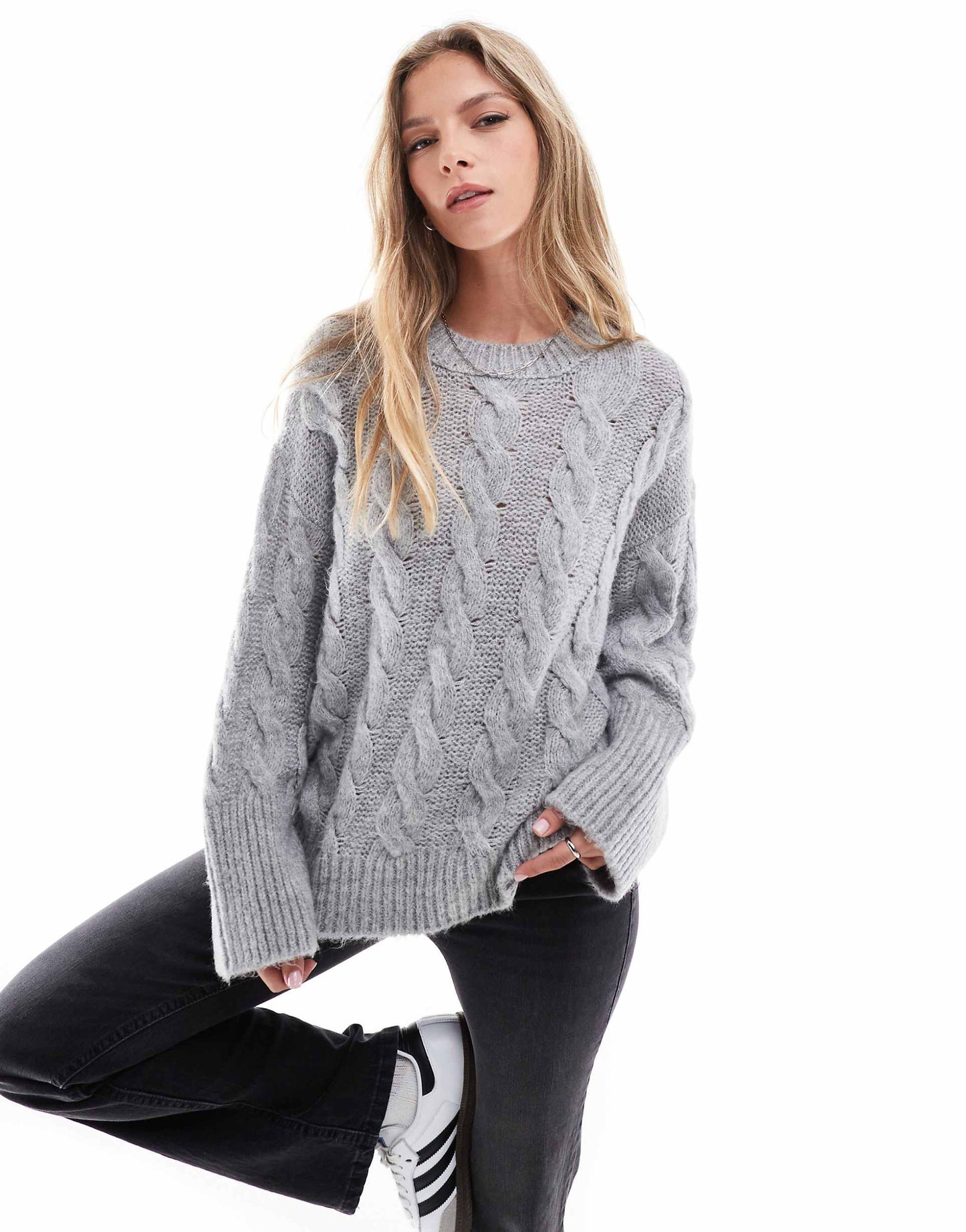 Knitted Oversized Crew Neck Jumper