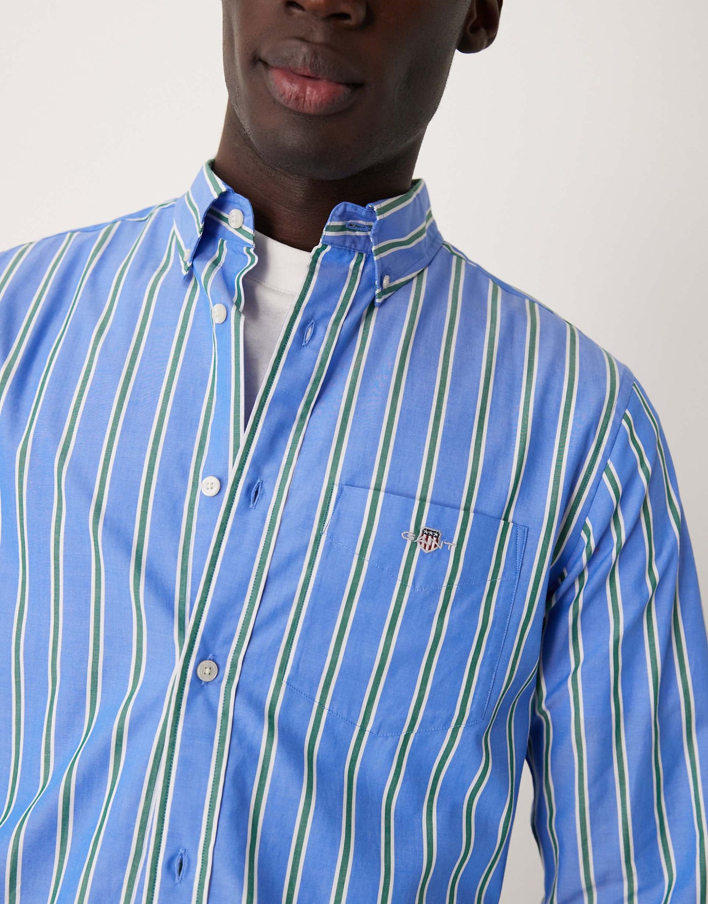 Regular Fit Poplin Striped Logo Shirt