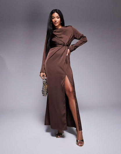 Satin Twist Detail Maxi Dress