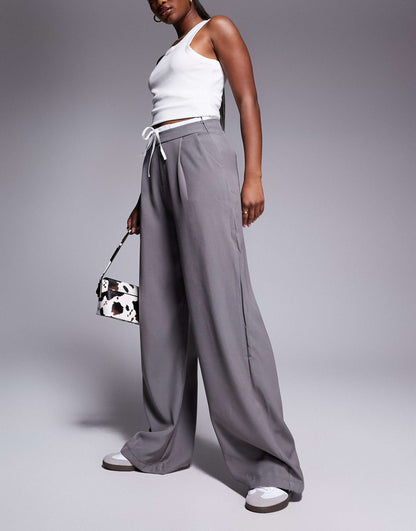 Tie Waist Contrast Relaxed Trousers