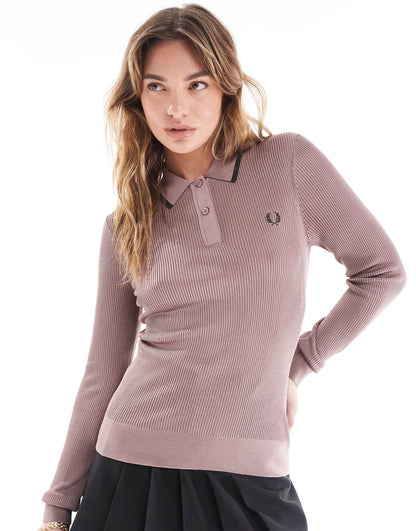 Long Sleeve Ribbed Knitted Shirt