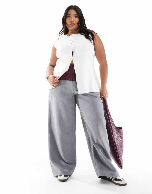 Curve Pu Panelled Contrast Tailored Trouser