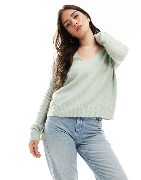 V Neck Long Sleeve Knit Jumper