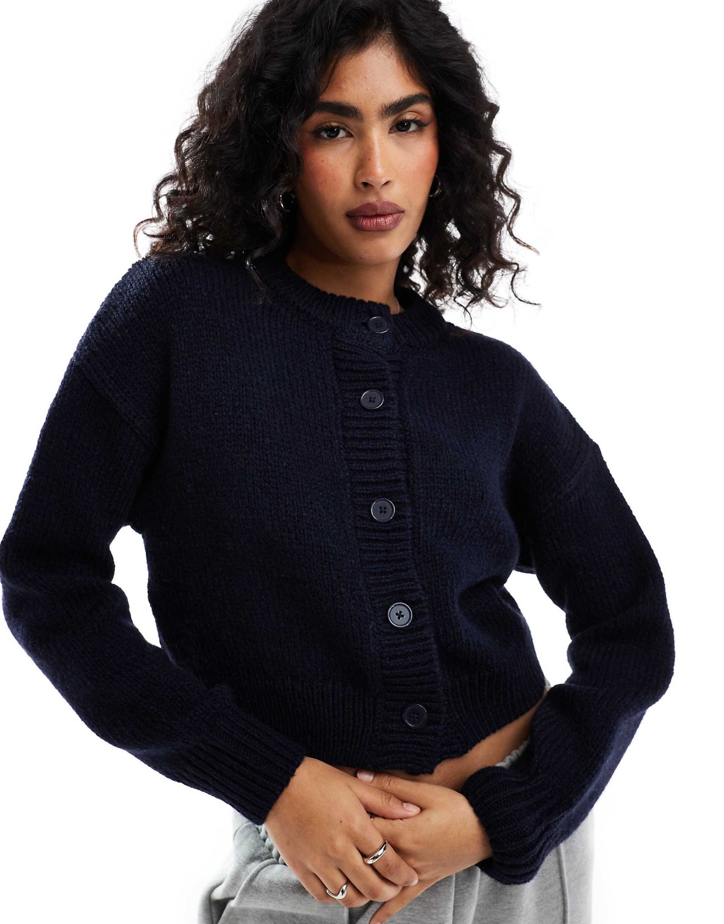 Crop Crew Neck Cardigan