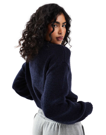 Crop Crew Neck Cardigan