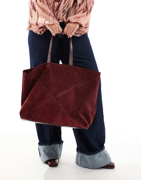 Premium Suede Panelled Tote