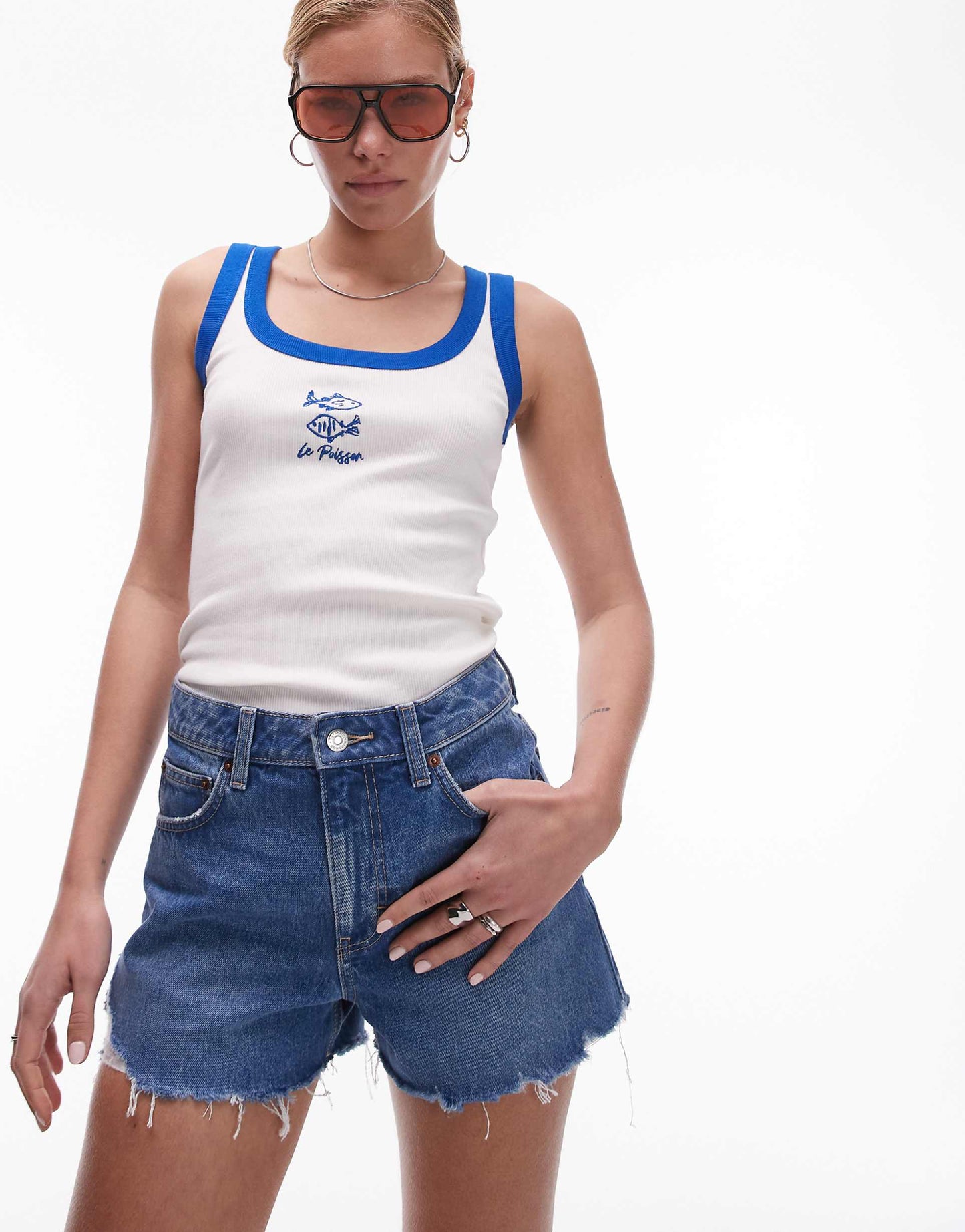 Denim A-Line Mom Shorts With Rip