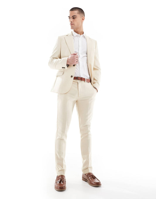 Wool Blend Skinny Suit Trousers