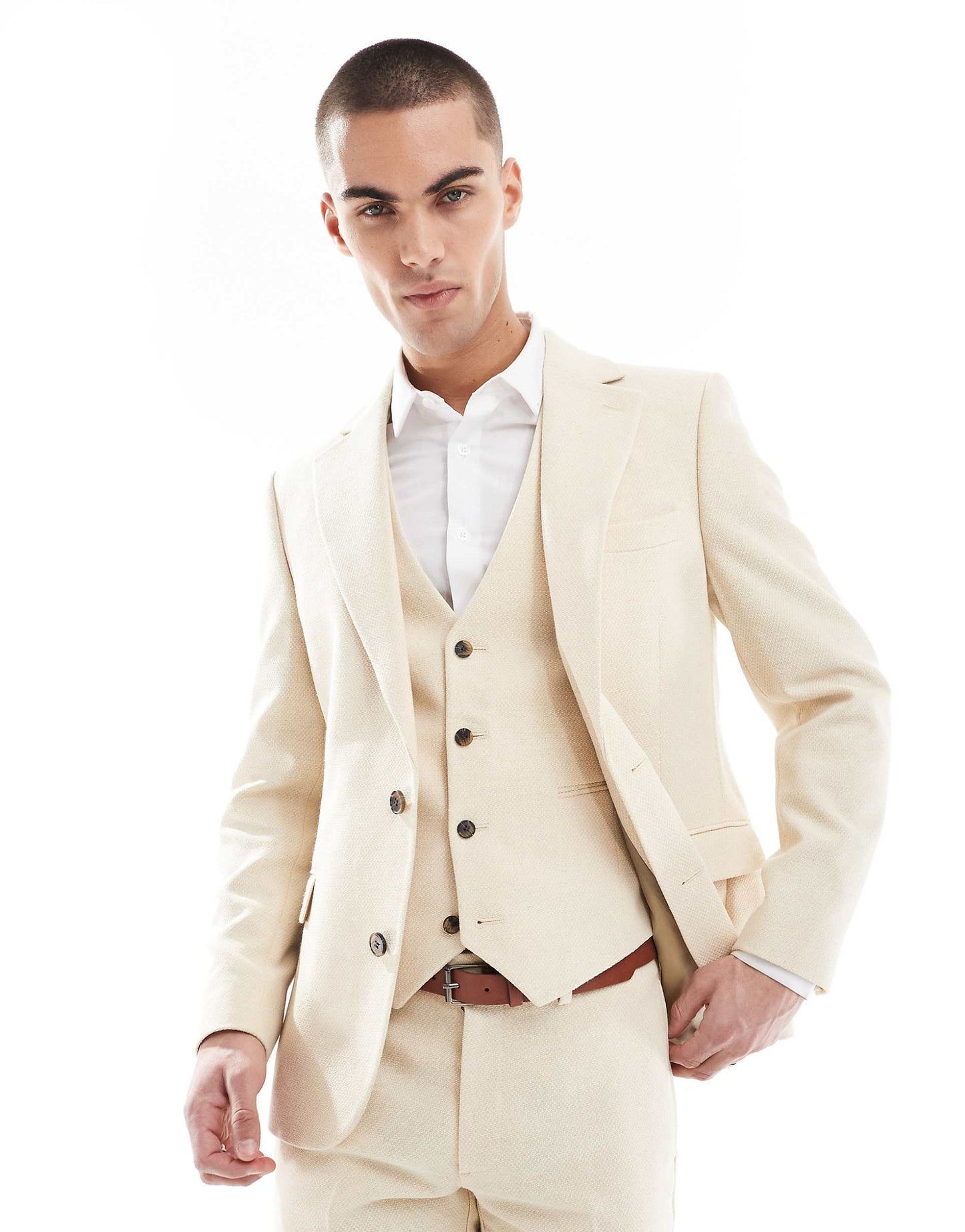 Wool Blend Skinny Suit Jacket