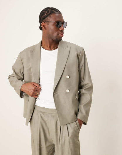 Linen Mix Boxy Blazer