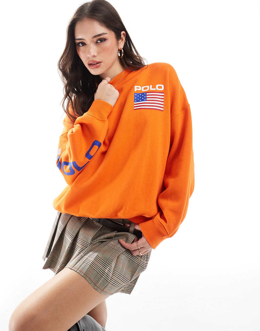 Oversized Flag Print Sweatshirt