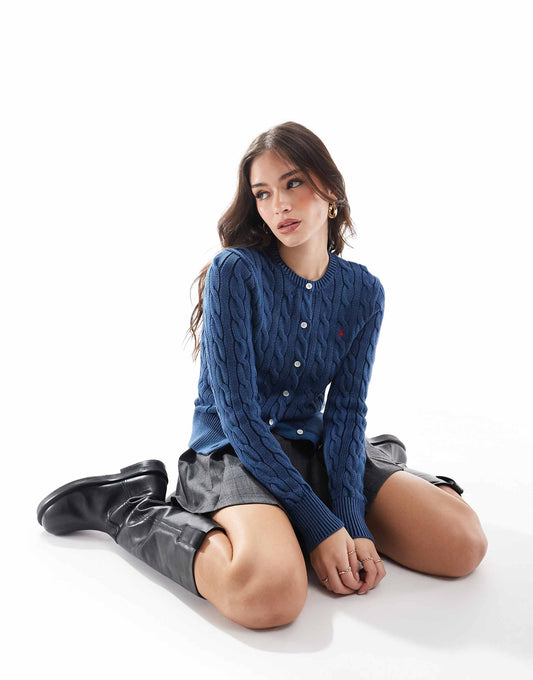 Cable Knit Logo Cardigan
